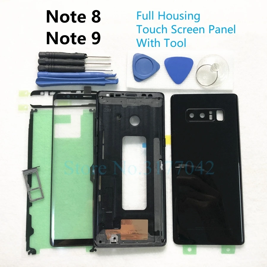 

Full Housing Front Screen Glass Lens Middle Frame Battery Door Back Cover Complete For Samsung Galaxy Note 9 N960F Note 8 N950F