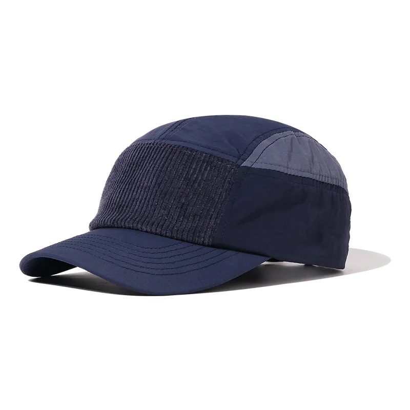 Japan South Korea Street Baseball Cap Tooling Five-Leaf Color Matching Corduroy Stitching Peaked Caps Winter Sunshade Hat