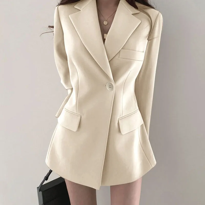 เสื้อเบลเซอร์ผู้หญิงสไตล์ฮ่องกงย้อนยุค แฟชั่นเกาหลี ทรงเข้ารูป กระดุมเดี่ยว รุ่นใหม่ ฤดูใบไม้ผลิ/ฤดูใบไม้ร่วง ปี 2026