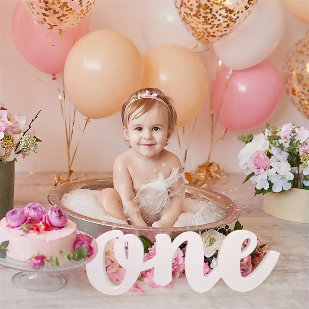 One Sign Birthday Party Decor Wooden Pvc Age Photo Prop For First Birthday Baby Shower Baptism Number Sign Table Large Letters