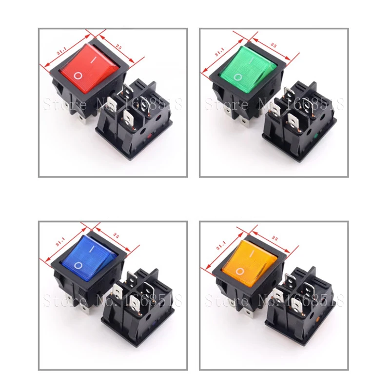 KCD4 AC 30A 250V Rocker Switch 25x31mm ON-OFF 2 Position 4/6 Pins With Light Power Switch