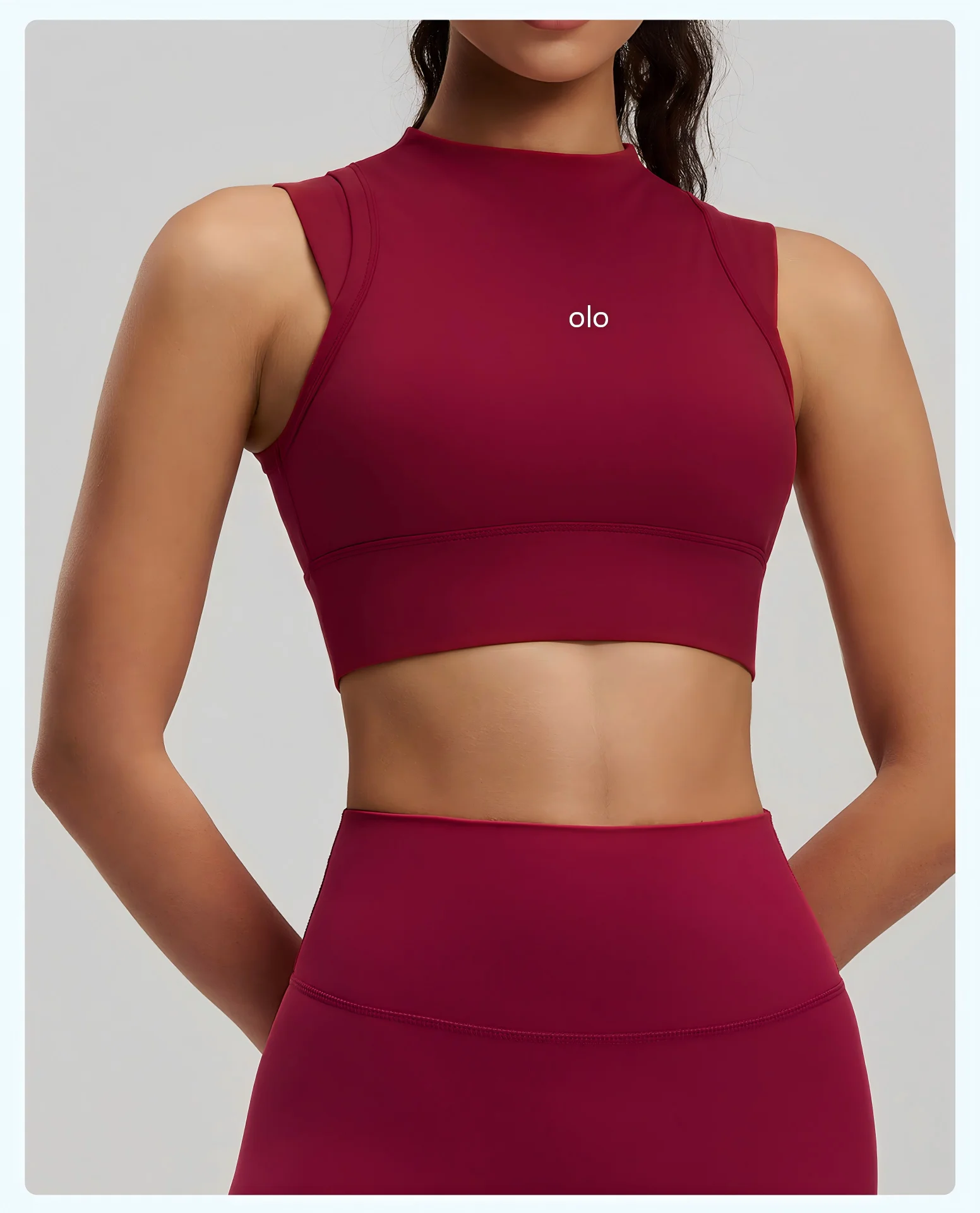 Women's high-neck sports vest with double-sided satin fabric, high elasticity, shock-absorbing and shaping yoga underwear view 4