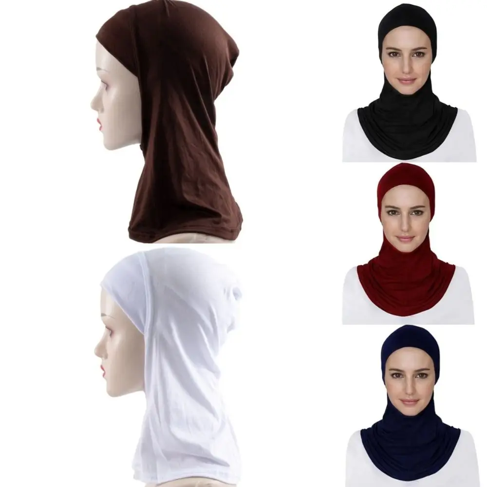

Повязка на голову из модального хлопка, хиджаб-кепка, высокоэластичная, однотонная, мусульманская шапочка из джерси, этнический дизайн, головной убор для защиты от солнца