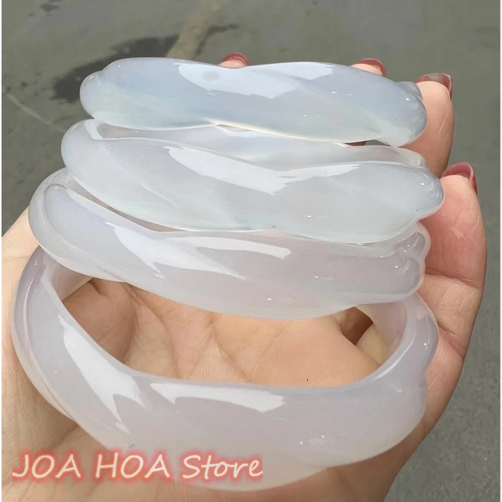 NEW Infinite Shape Hand Carved Twist Bangle Natural Chalcedony Agate Bracelet Exquisite Handring Jadeite Boutique Jewelry