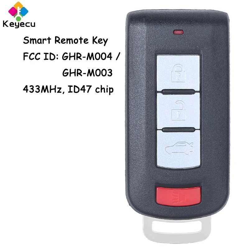 KEYECU Smart Remote Control Key With 4 Buttons 433MHz ID47 Chip for Mitsubishi Pajero Sport L200 Montero Fob GHR-M004 GHR-M003