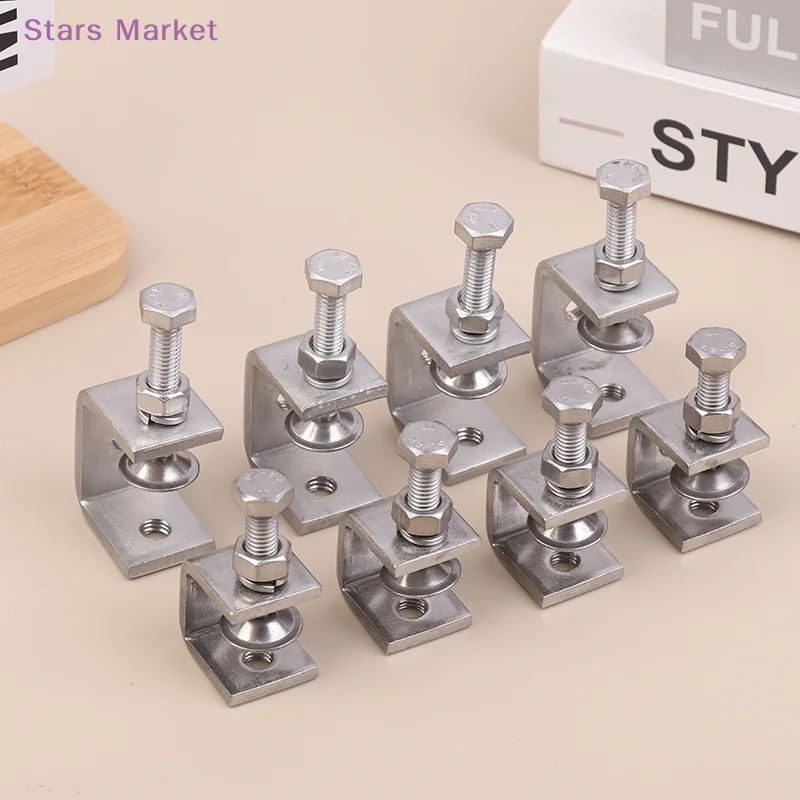 New 2/4Pcs Stainless Steel C-clamp Corrosion-resistant Rust-proof Adjustable Positioning Screw For Desk Fixed Holders