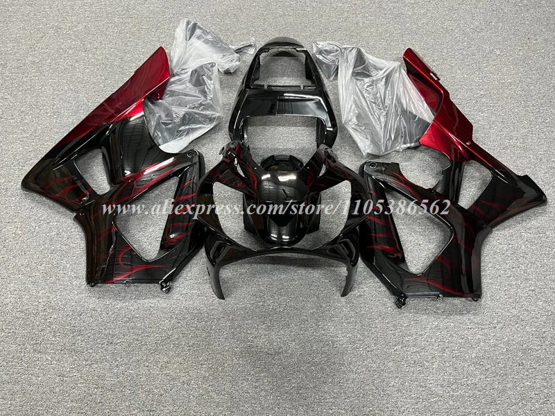 New ABS Motorcycle Fairings Kit Fit For HONDA CBR900RR 929 2000 2001 Bodywork Set Custom Black Red Flame