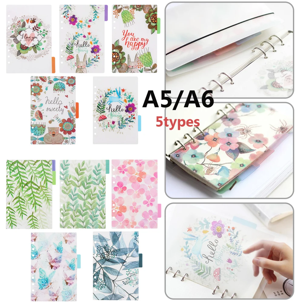 Plastic Shell Category Pages Refillable Notebook Paging Separator Dividers Ring Binder Notepad Inner Paper For A5A6