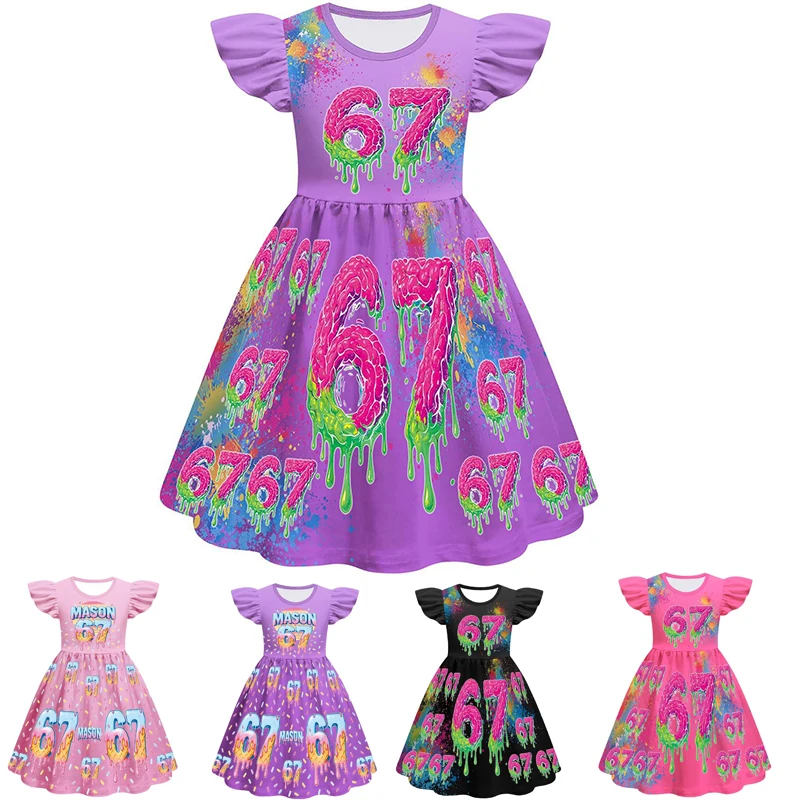 

Steal a Brainrot Six Seven Girls Princess Dress for Teen 6.7 Girls Fashion Party Children Dress Kids Carnival Party Clothes