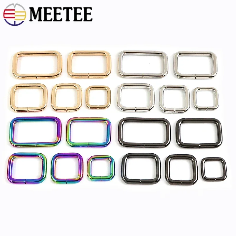 

20Pcs Meetee O Ring 13-50mm Rectangle Metal Buckle for Handbag Strap Adjuster Webbing Pet Collar Connector Hardware Accessories