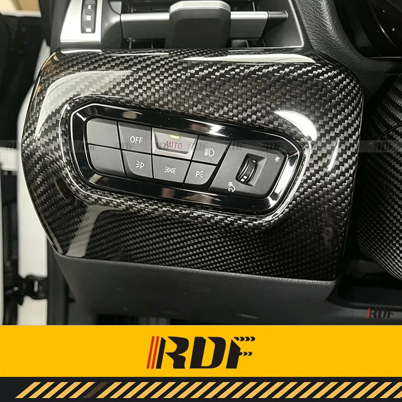 Suitable for Toyota Supra A90 Carbon Fiber Car Headlight Lamp Switch Button Panel Frame Trim Cover Sticker Accessories Interior