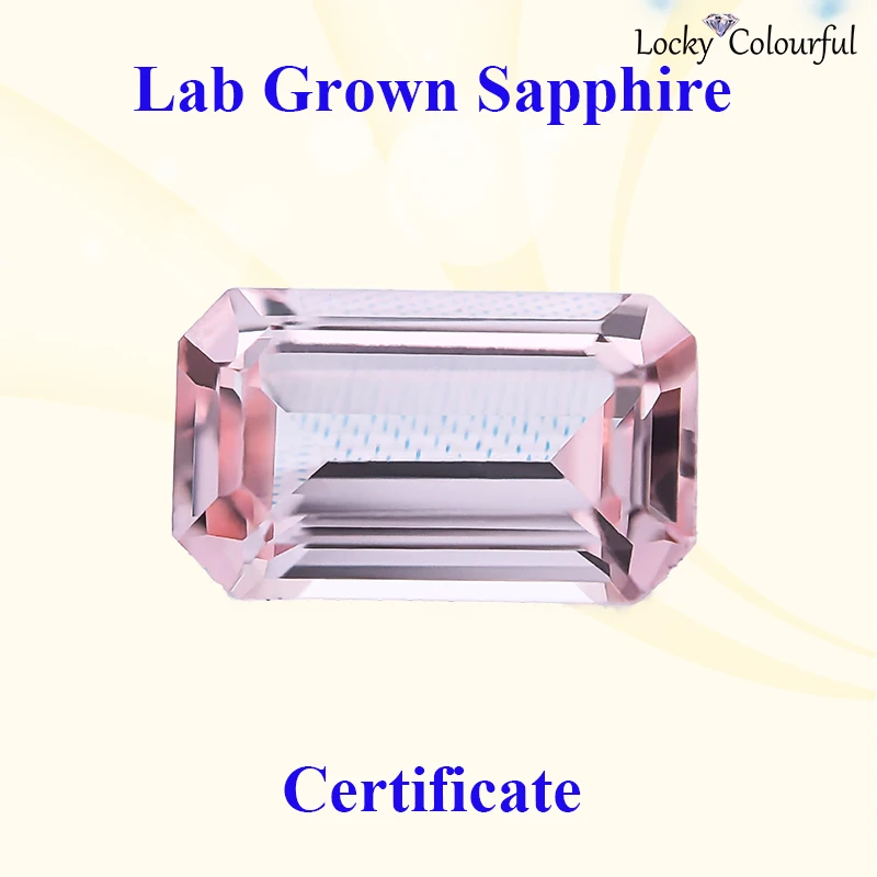 

Lab Grown Sapphire Morgan Pink Color Emerald Cut Charms Beads Selectable AGLCertificate for DIY Jewelry Making Pendant Materials