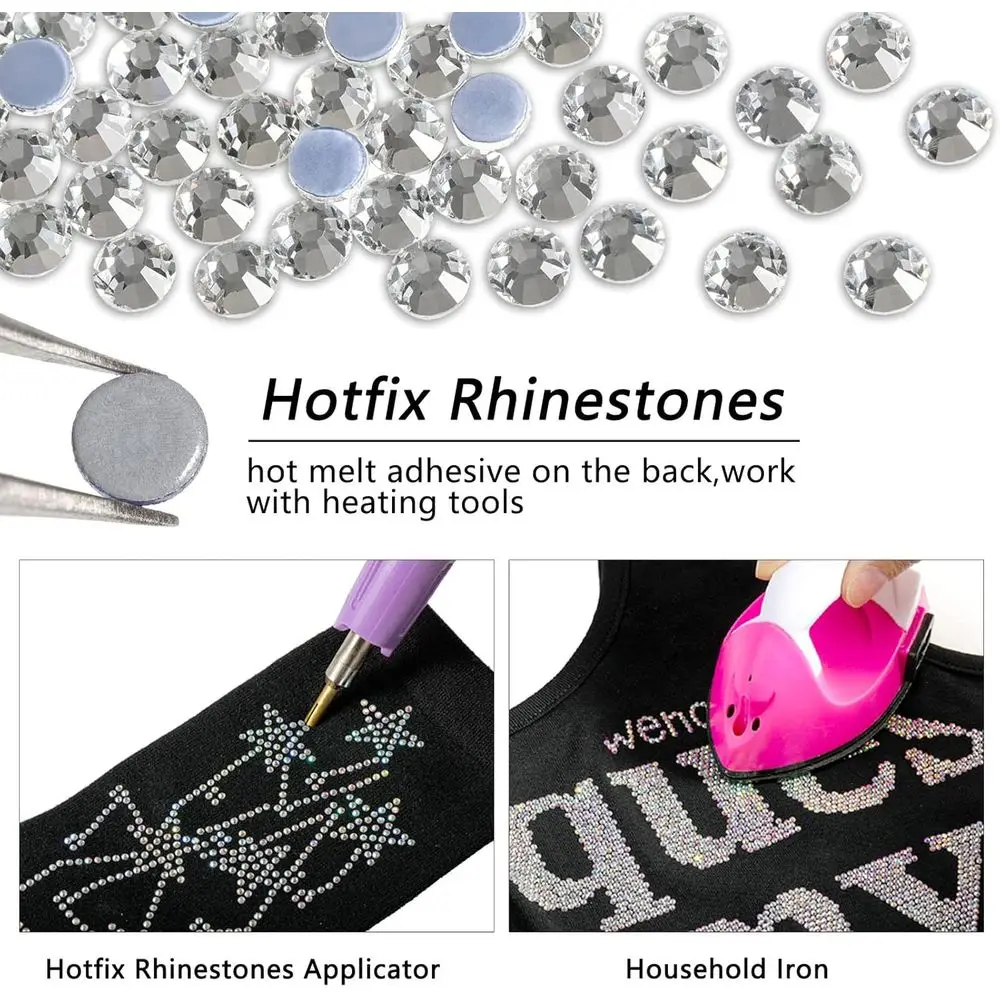 Hotix Rhinestones, 2880pcs Kristal Rhinestones untuk Dekorasi Pakaian DIY, Kristal, SS10, 2.7-2.9mm