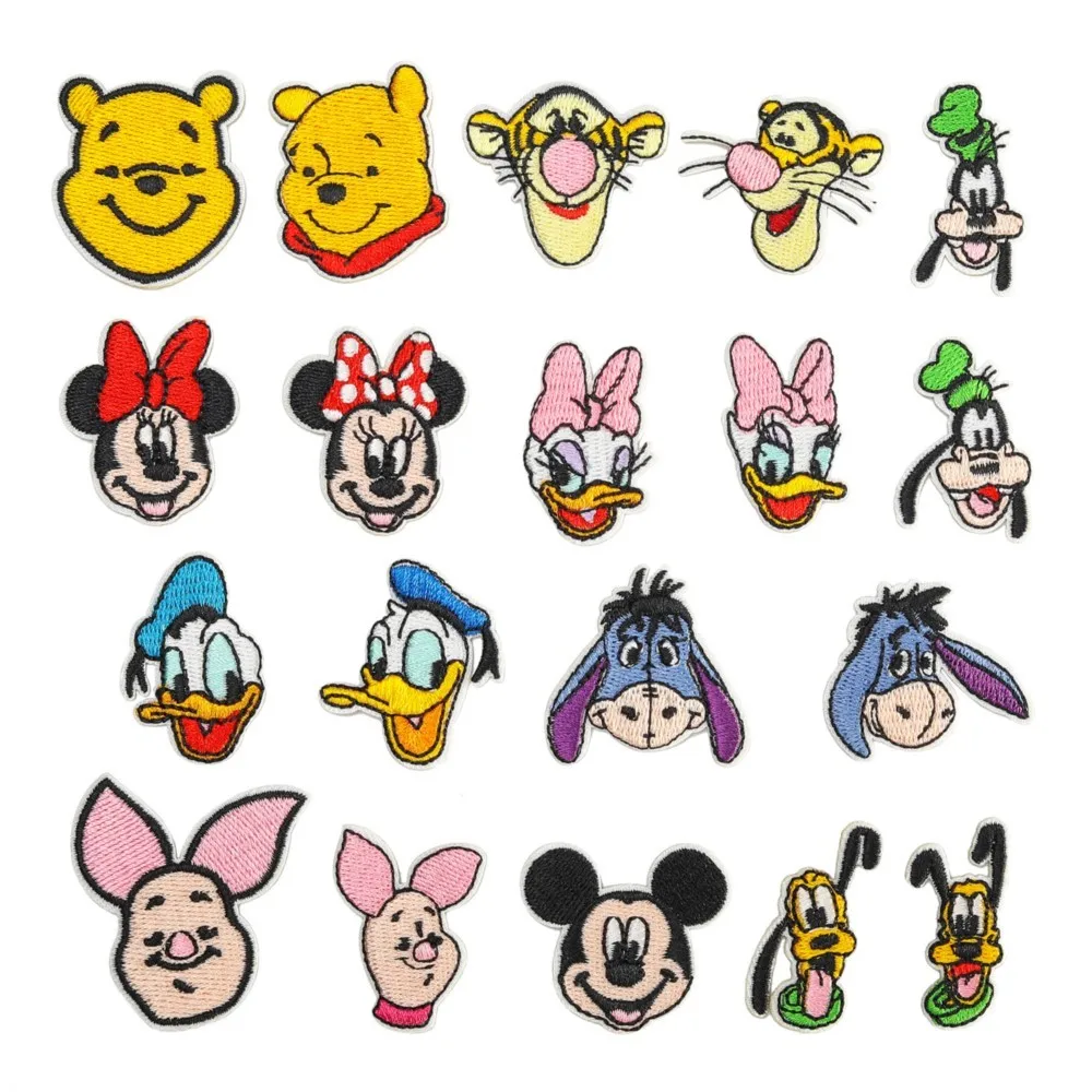 8-11Pcs Anime Mouse Cartoon Duck Winnie the Pooh Iron on Embroidered Patches Sew Child Clothes Hat Applique
