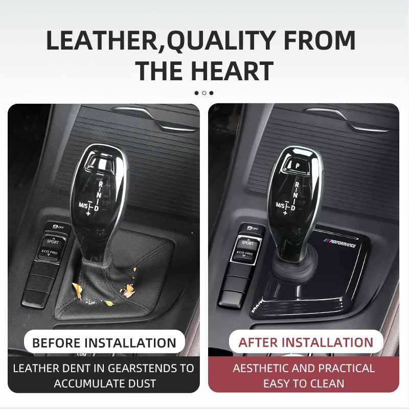 Carbon Black Car Gear Panel Cover Trim For BMW X1 F48 X2 F39 Gear Shifter Knob Boot Cover Auto Interior Decoration Accessories