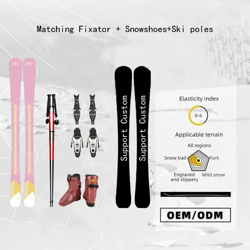 Reliable Custom China Factory Adult Poplar Wood Core Piste Ski High Performance Snowboards Skis Equipment for Resort Skiing