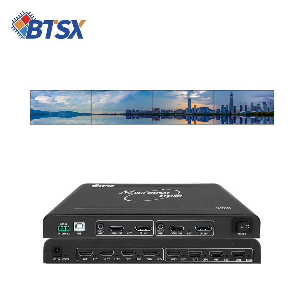 High Performance 8K60Hz Industrial Multi Screen Expander Lossless Pixel Mapping LCD Video Wall Controller for Creative Showroom