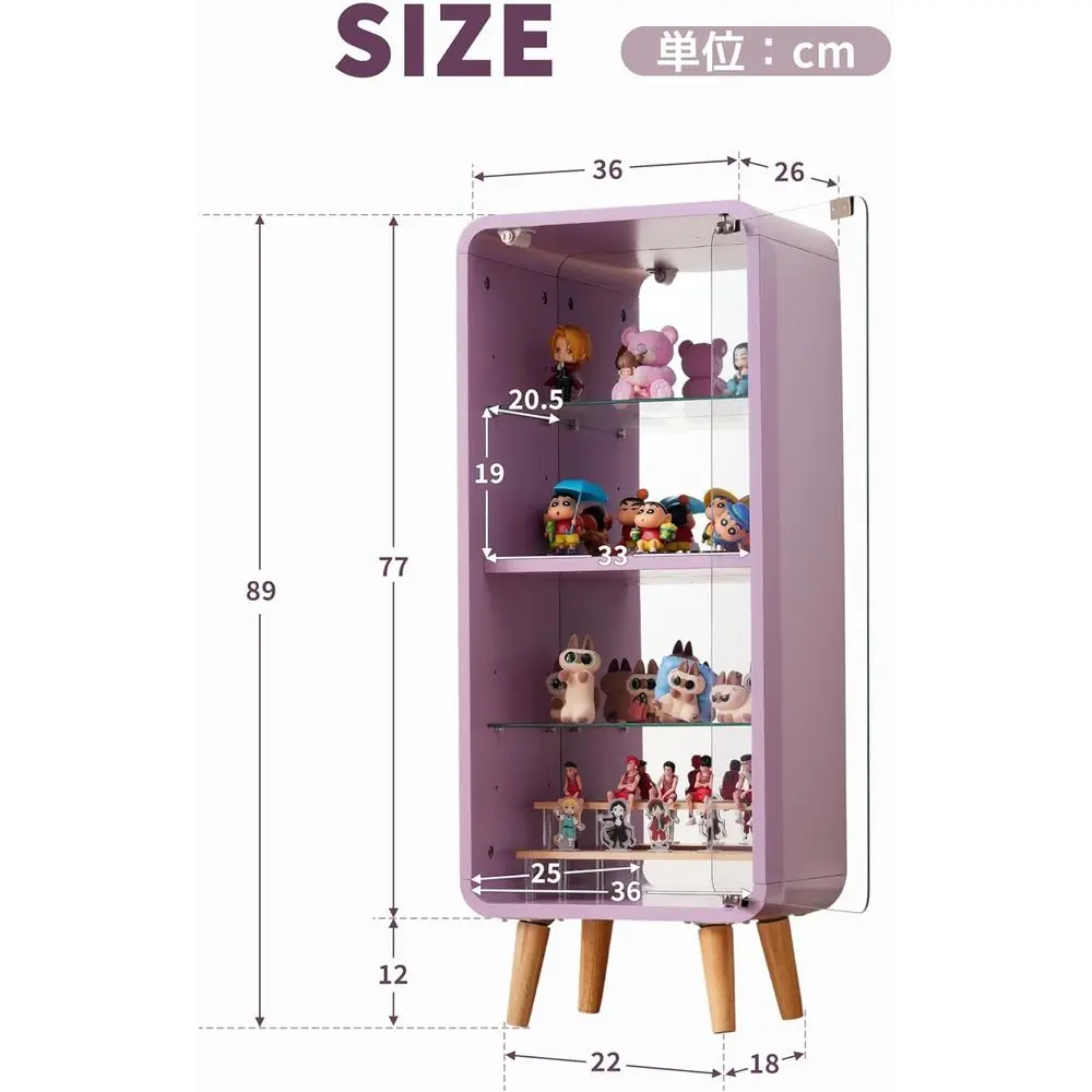 4-Tier Adjustable Glass Display Cabinet with Mirror Back, Figure Storage, 14.2W x 10.2D x 35H - view 3