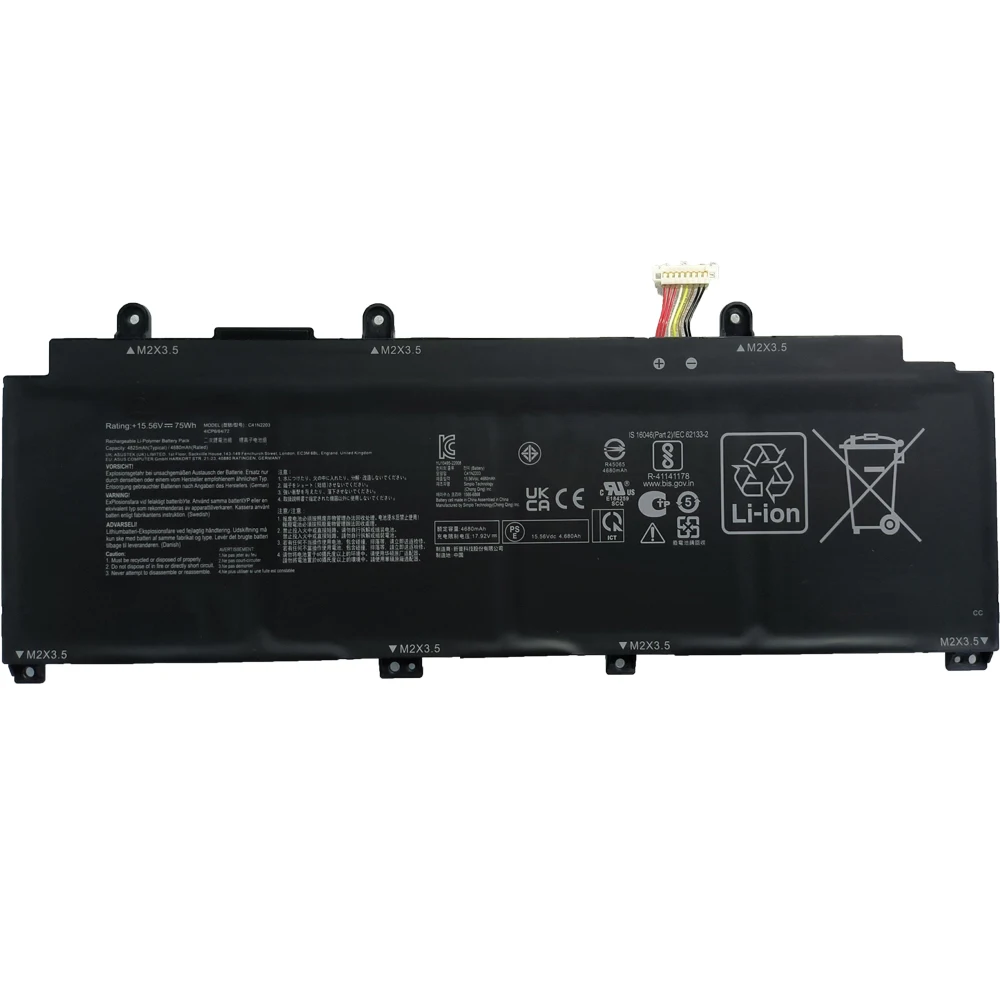 7XINbox C41N2203 15.56V 75Wh 4680mAh Laptop Battery For ASUS Rog Flow X13 GV302XI GV302 GV302XV GV302VI GV302XU  0B200-04290000