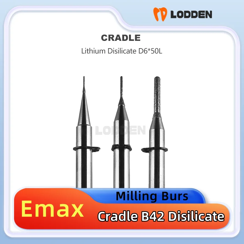 

CRADLE Dental Milling Burs For Dental Lithium Disilicate Grinding 1pcs Drill Coating D6-50-/2.5/1.0/0.6mm Drill Diameter Tools