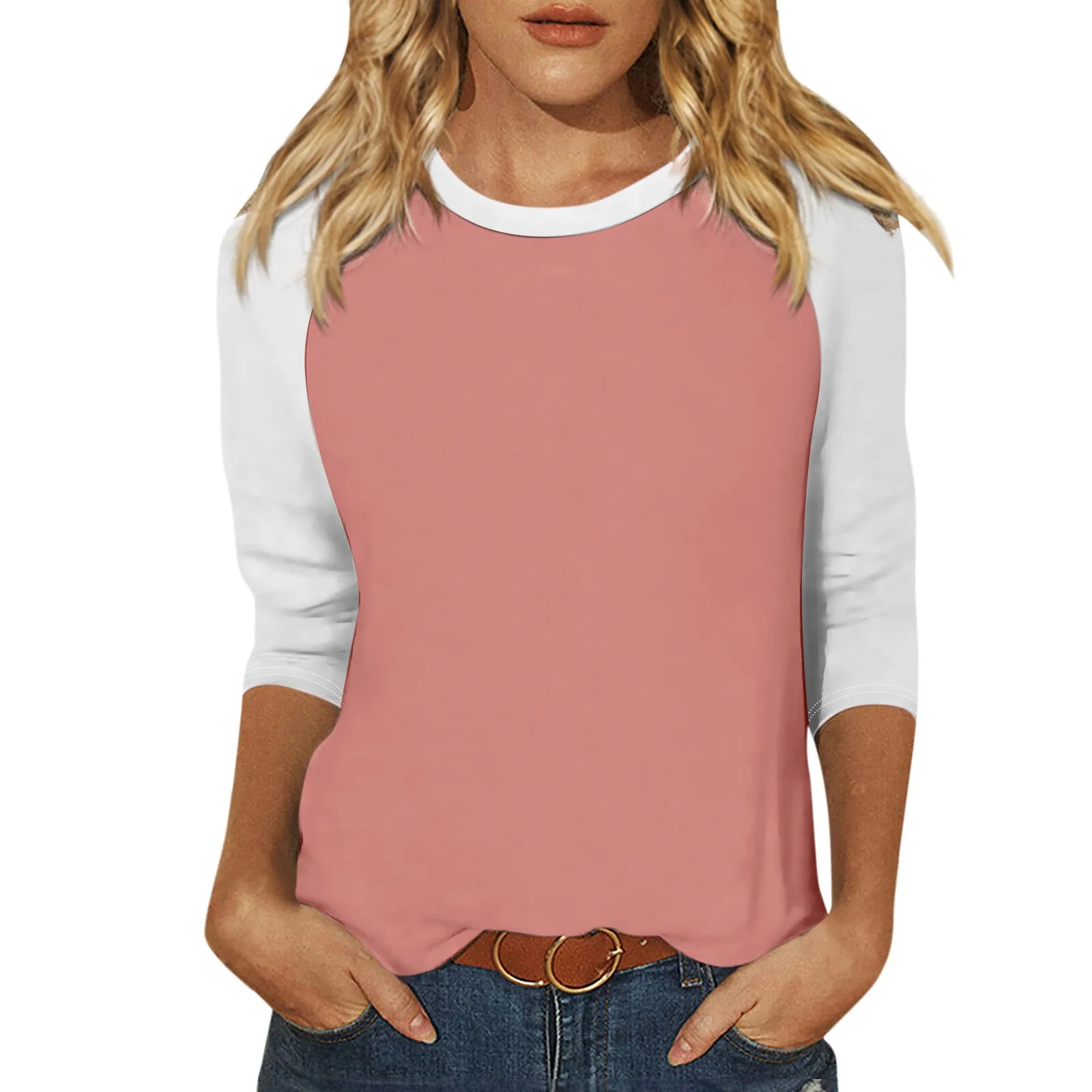 Koszula Damska Moda Casual Raglan Sleeve Round Neck 3/4 Sleeve Loose Printed T-Shirt Ladies Tops for Women Womens Tops