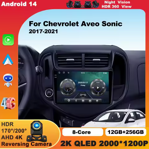 Android 14 Carplay For Chevrolet Aveo Sonic 2017-2021 Car Radio Auto 4G WIFI GPS Navigation Multimedia Video Player Stereo