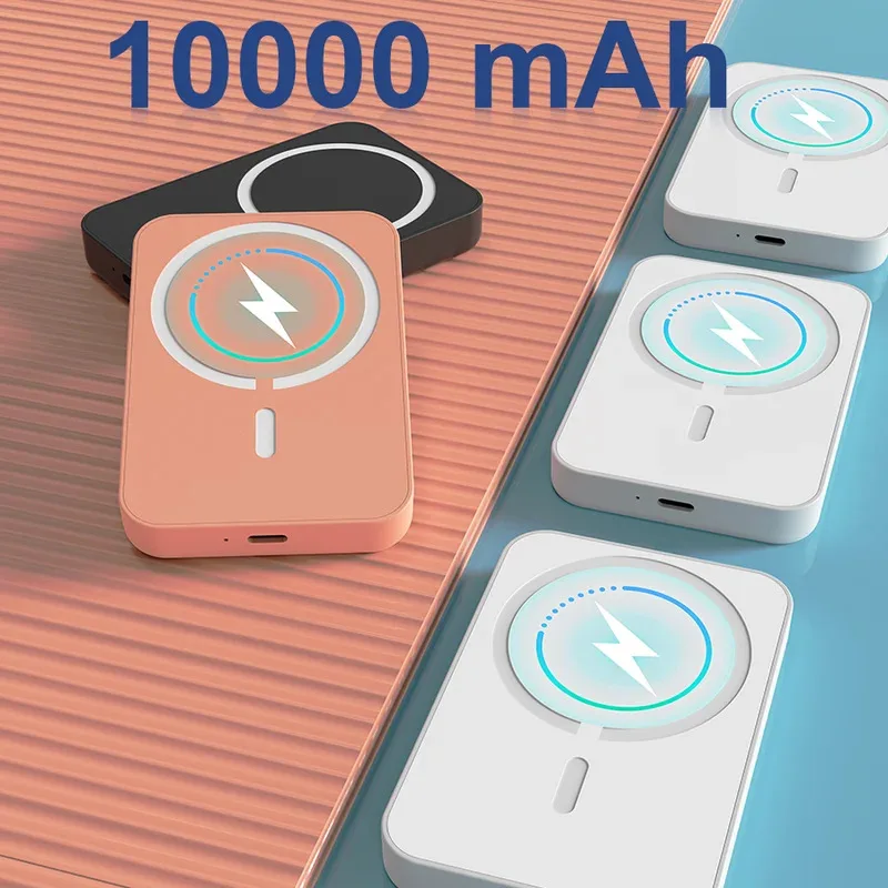 10000mAh Magnetische Kabellose Powerbank, 15W Schnelles Kabelloses Laden & 22,5W PD Schnellladung Tragbarer Externer Akku, Eingebautes USB-C-Kabel für Smartphones, Reise-Essentials