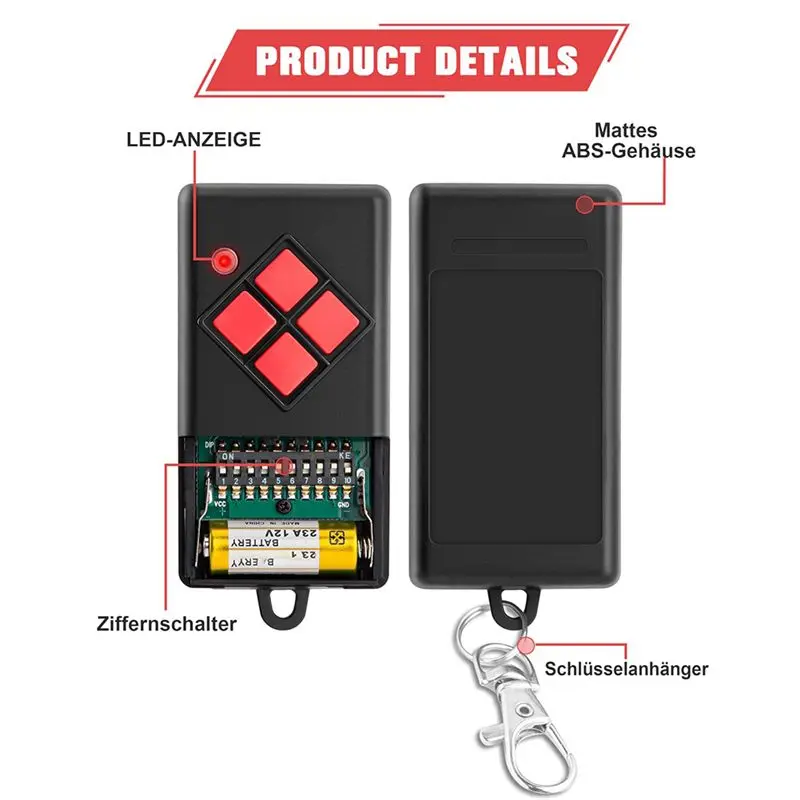 Garage Door Remote Control Pack Of 2, Handheld AM Transmitter 868.3Mhz For Dickert S10-868A4L00 S10-868A1L00 Models