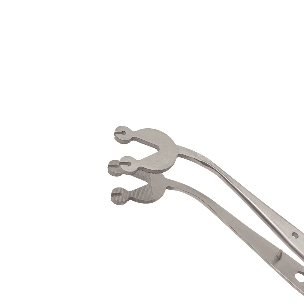 歯科外科縫合糸トウモロコシピンセット先端二重穴操作ステッチピンセットステンレス鋼歯科ツール