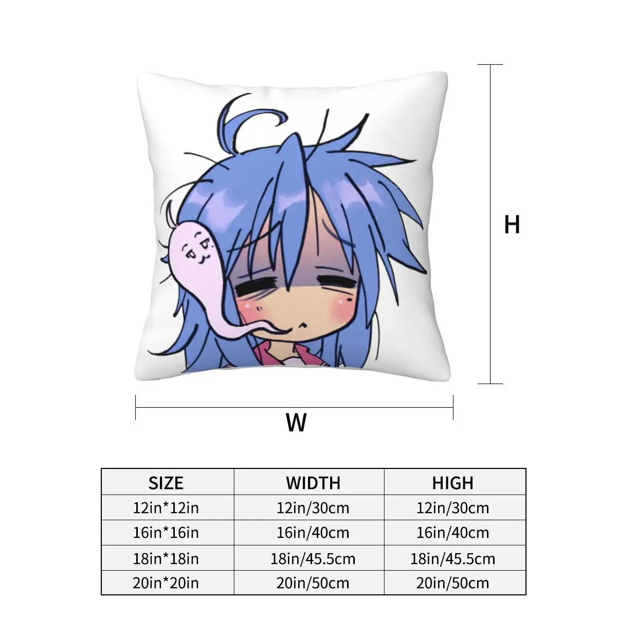 Dead Tired Izumi Konata Lucky Star Square Pillowcase Cushion Cover Pillow Case Throw Pillow Cover for Home Bedroom Car
