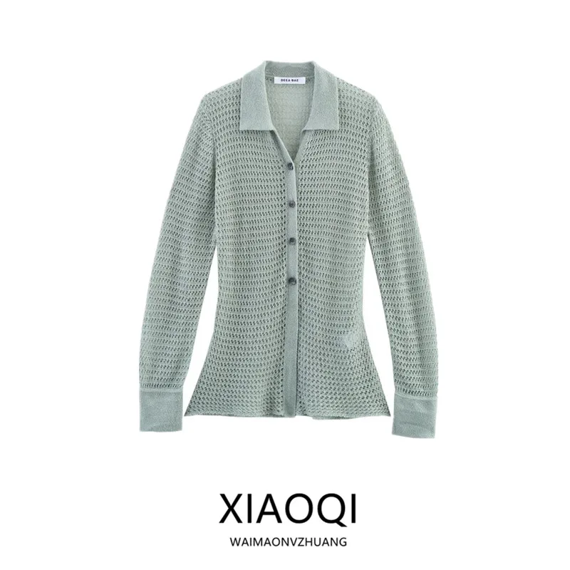 2025 Summer New Women's Faion  Ne Knitted irt Patchwork Versatile Sle Long Sve Commute Sle Regular Length