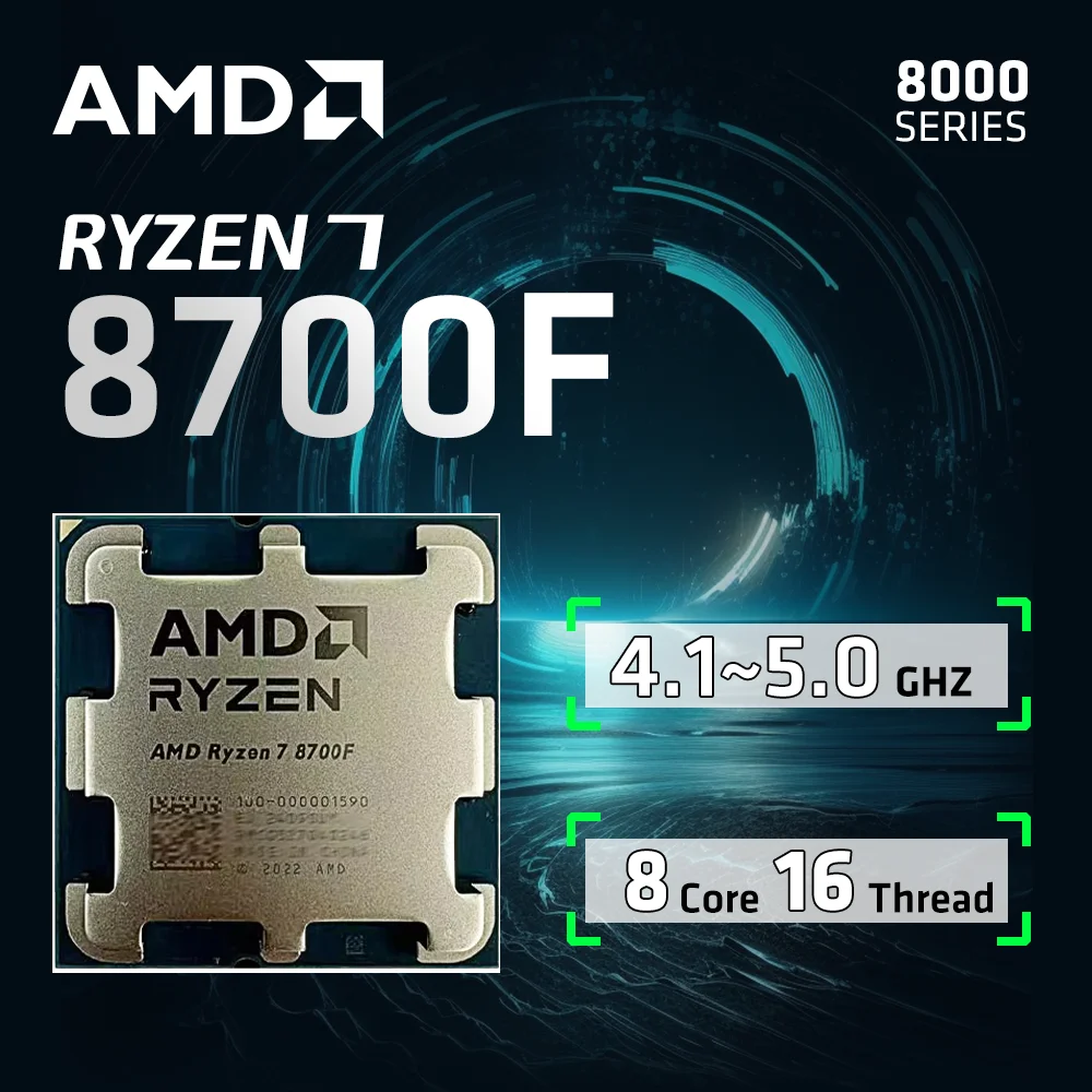 AMD Ryzen 7 8700F Yeni R7 8700F 8 Çekirdekli 16 Konulu 5.0 GHz 4NM Masaüstü İşlemci Soketi AM5 CPU Oyun Processo ancak fan yok