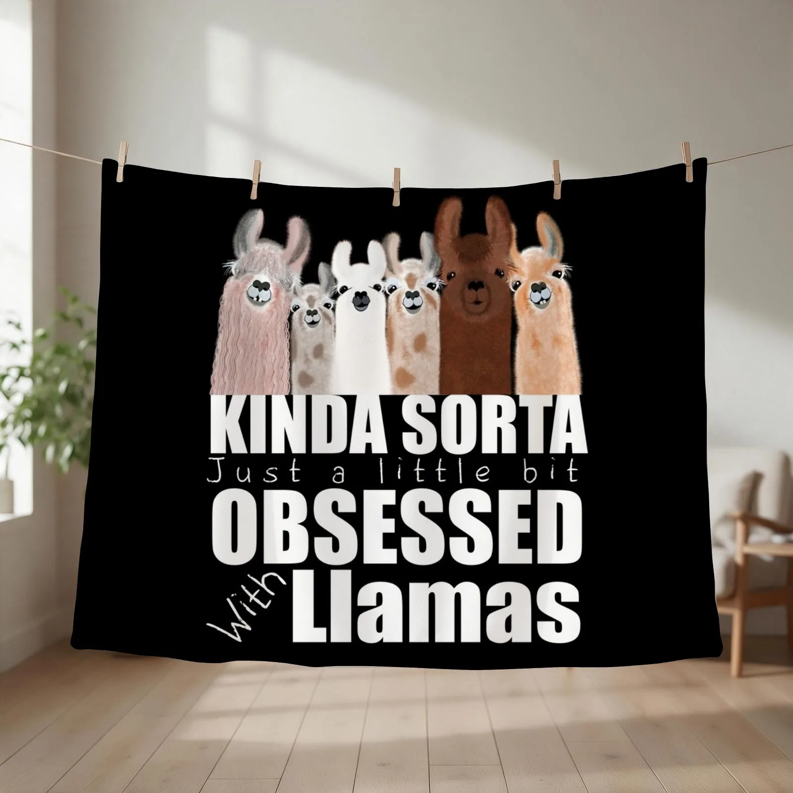 Obsessed with llamas just a little bit Throw Blanket couch cozy soft plush fuzzy picnic outdoor blanket