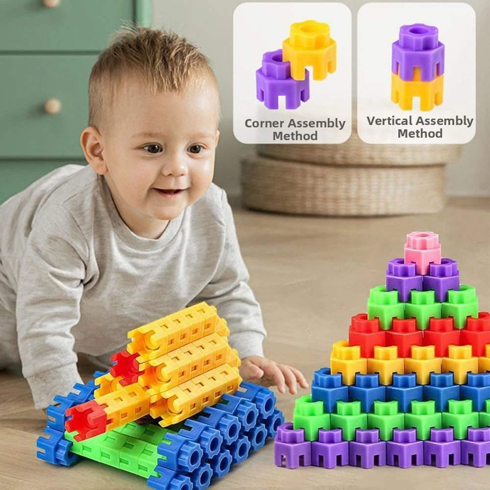 Colorful Hexagon Building Blocks Hexagonal Shape Interlocking Structure Construction Smooth Rounded Edges Reusable