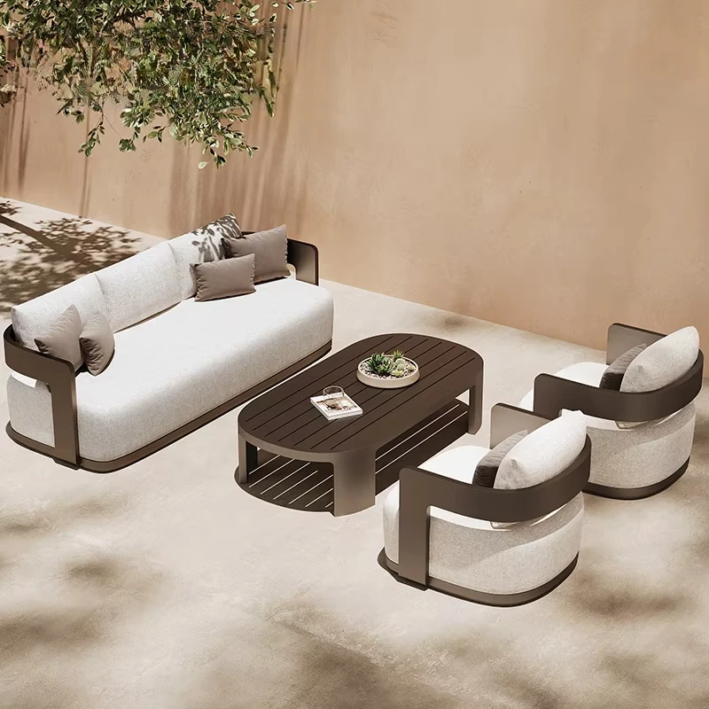 Courtyard Terrace Leisure Sofa Hotel B&B Outdoor Waterproof Furniture Villa Garden Outdoor Metal Sofa