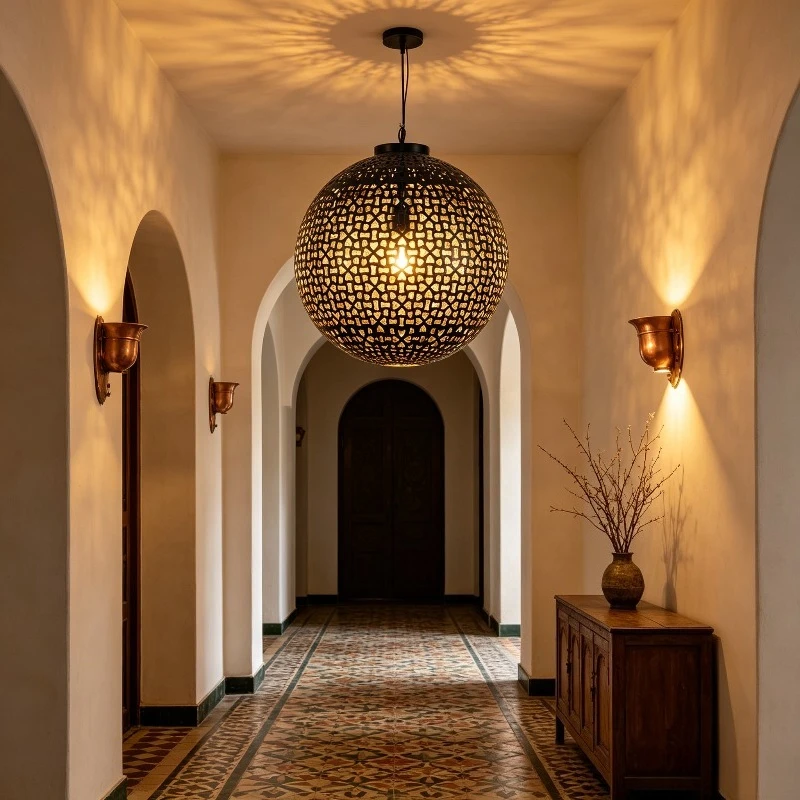 Retro Moroccan Metal Pendent Lights Designer Personality Creative Hanging Lamps Living Room Restaurant Corridor Decor Chandelier