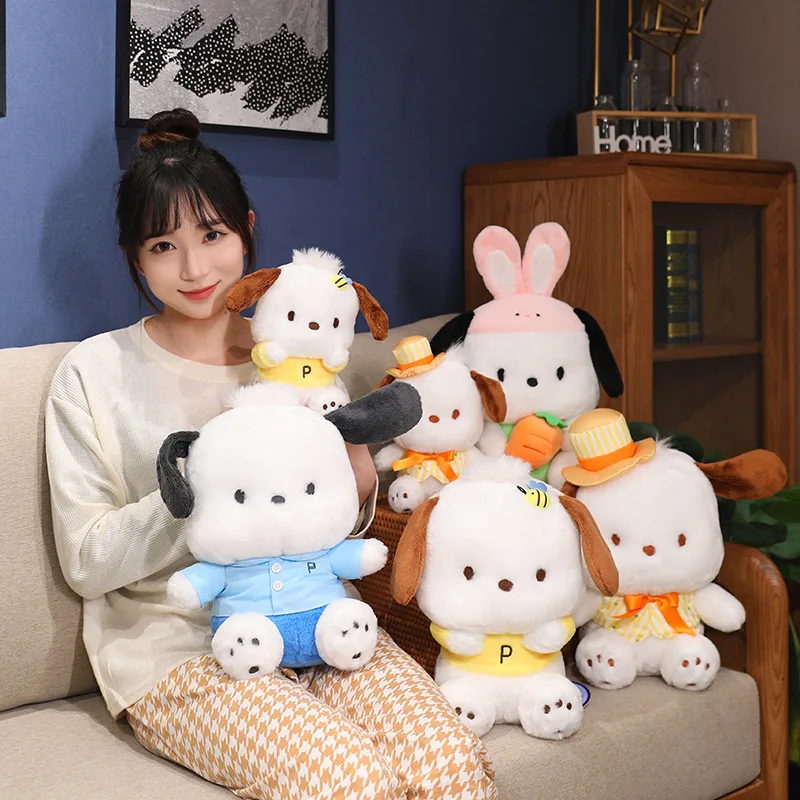 Sanrio pochacco tamanho grande brinquedos de pelúcia jogar travesseiro bonito brinquedos de pelúcia kawaii anime filhote de cachorro presente de aniversário do bebê crianças boneca para a menina