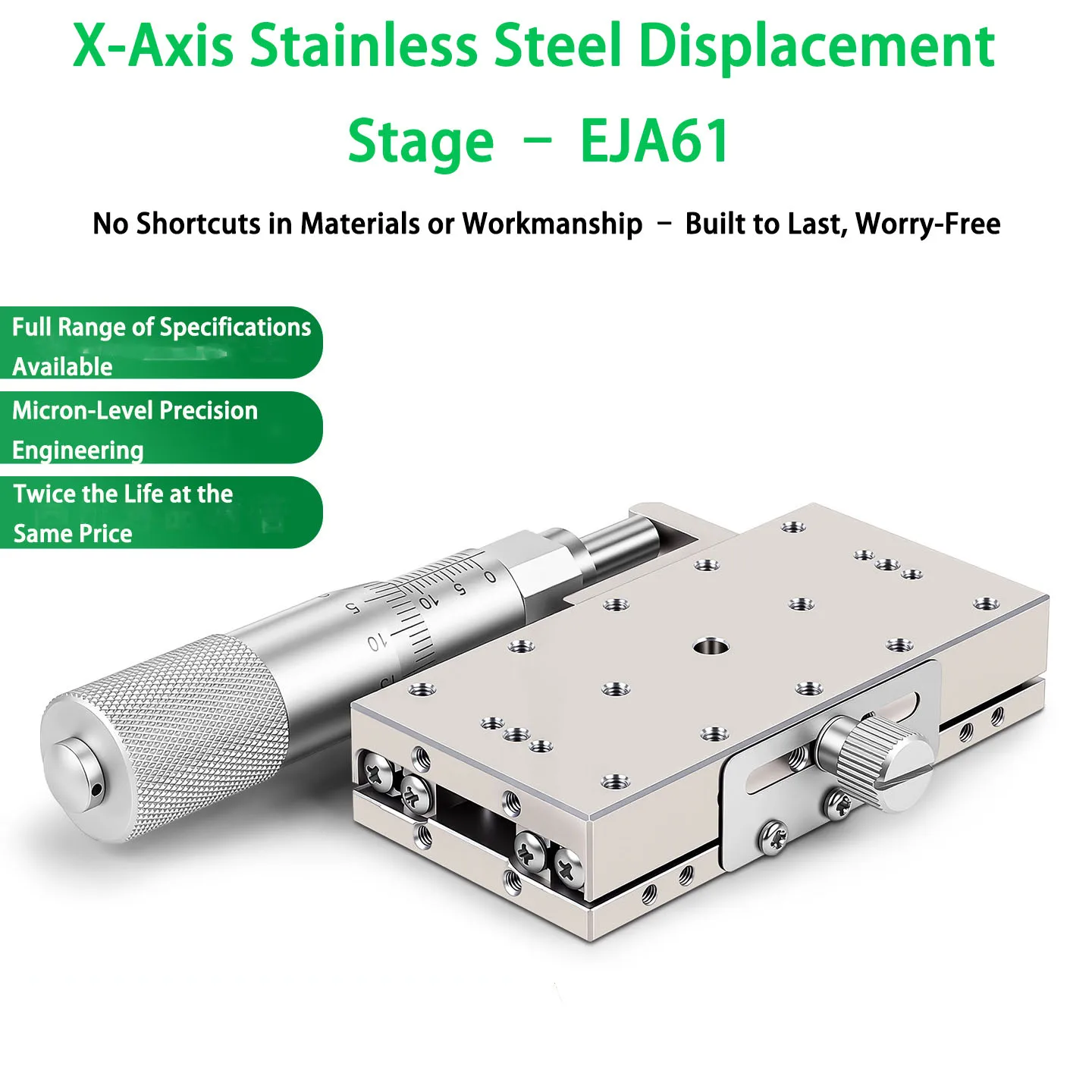 XSGL40/60 X-Axis Stainless Steel Linear Ball-Bearing Stage With Manual Fine Adjustment (EJA61-40/60)