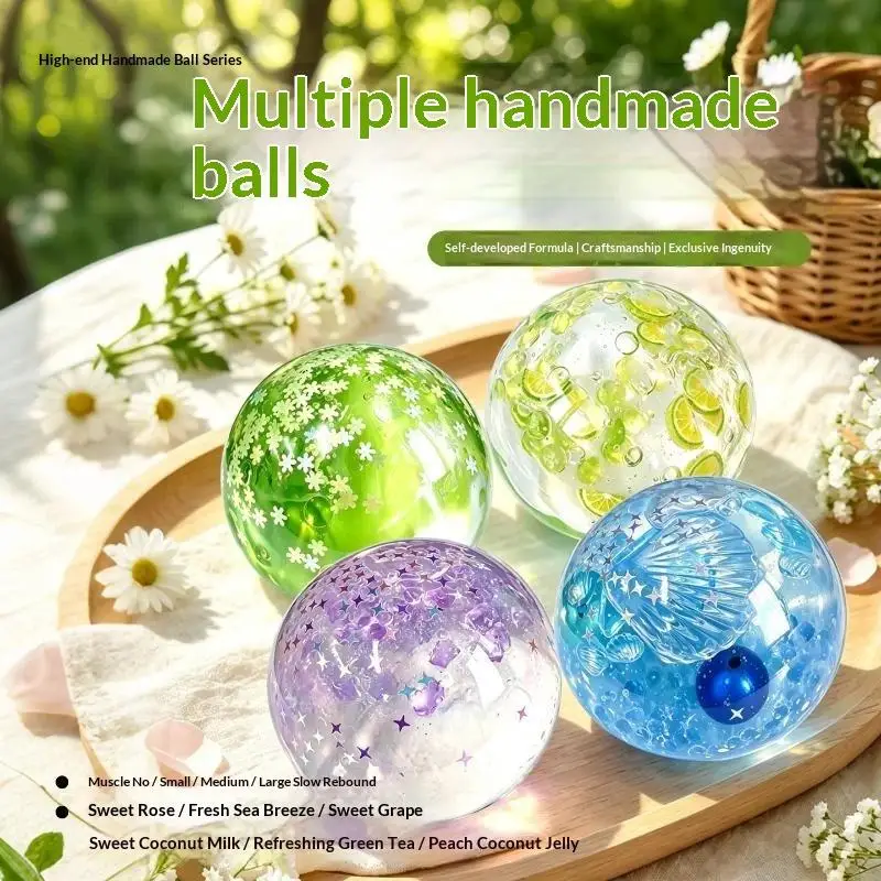 Slow Rising Handmade Squeeze Stress Ball 6CM Clear Fruit Galaxy Ocean Themed Toy for Adult Anxiety Relief
