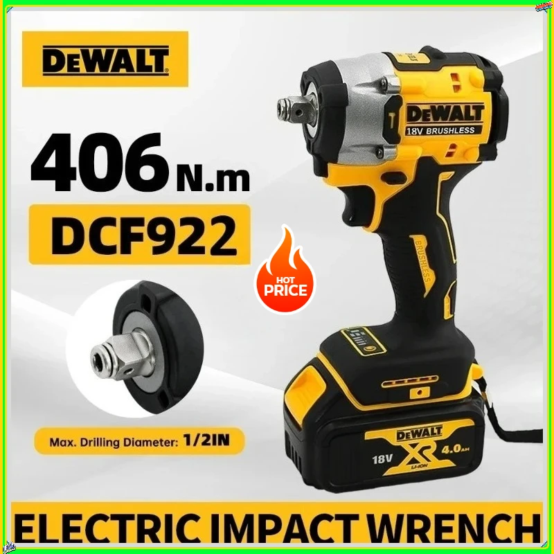 

DEWALT DCF922 20V Max XR Cordless Brushless Impact Wrench Pilot Large Torque Variable Speed Electric Wrench Rechargeable Tools