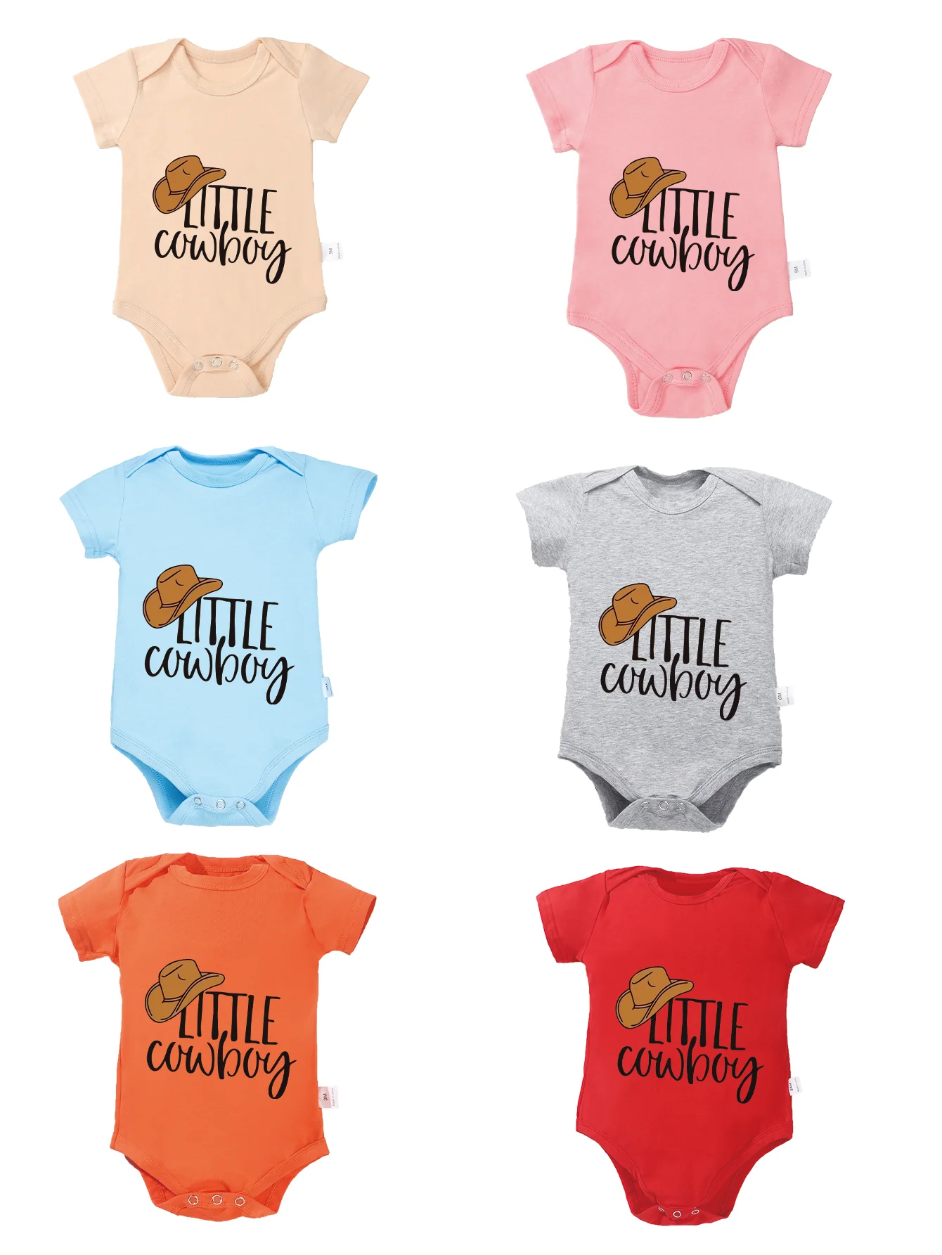 Newborn Short Sleeve Toddler Bodysuit Infant Jumpsuit Fashion Little Cowboy Letter Printing Rompers Baby Boy Girl 0-24M