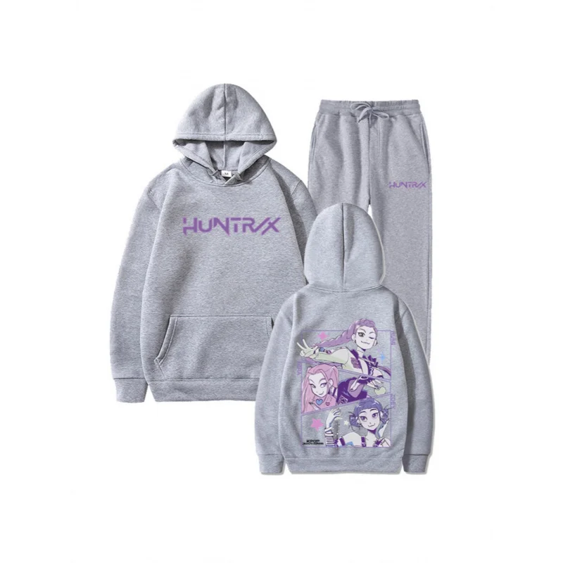 2025년 신상 패션 K팝 헌팅 위치 그룹 후드 루즈핏 남녀 공용 캐주얼 스포츠 스웨트셔츠 세트