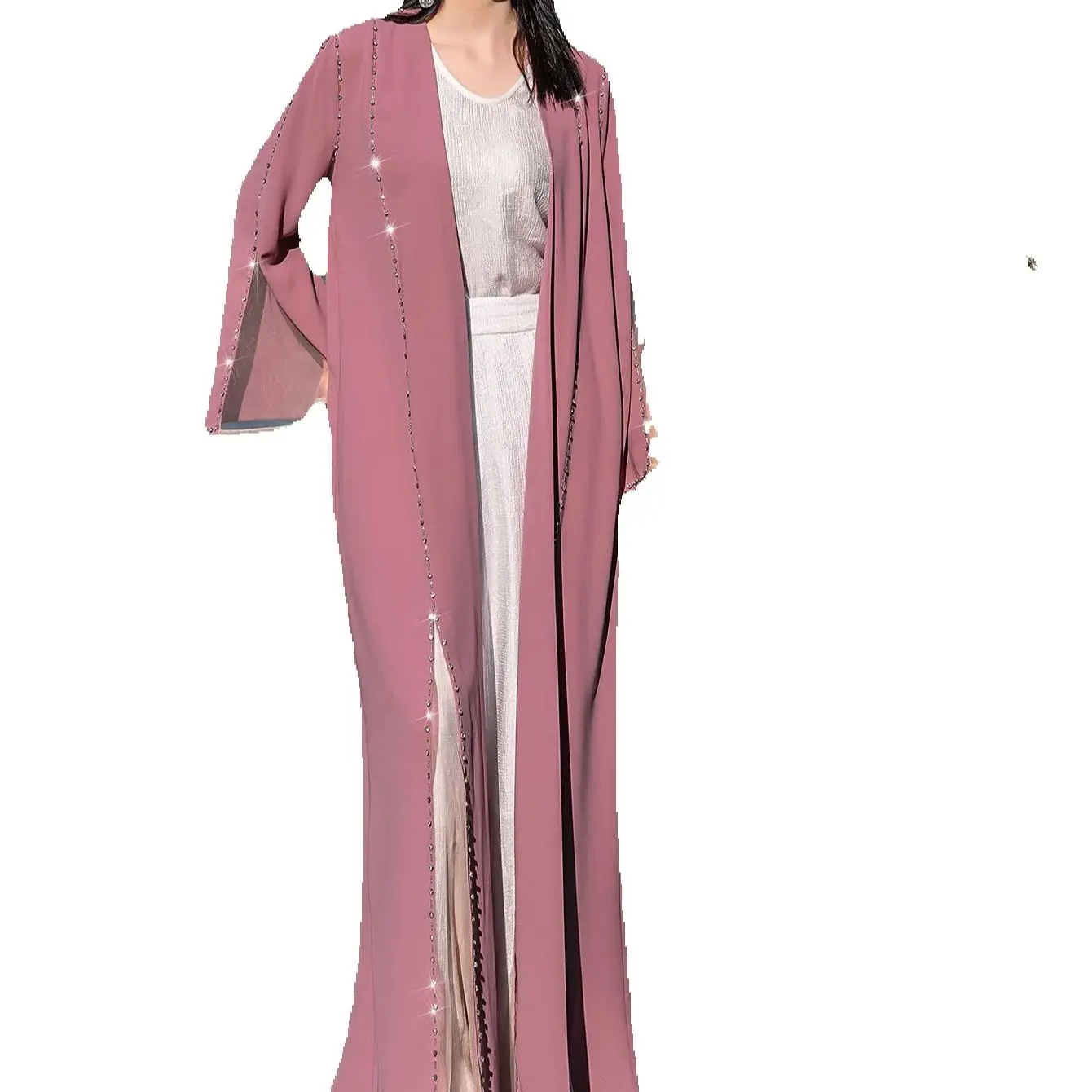 

Eid Kebaya Diamonds Muslim Women Maxi Dress Dubai Open Abaya Turkey Kaftan Saudi Arab Robe Kimono Cardigan Caftan Marocain Femme
