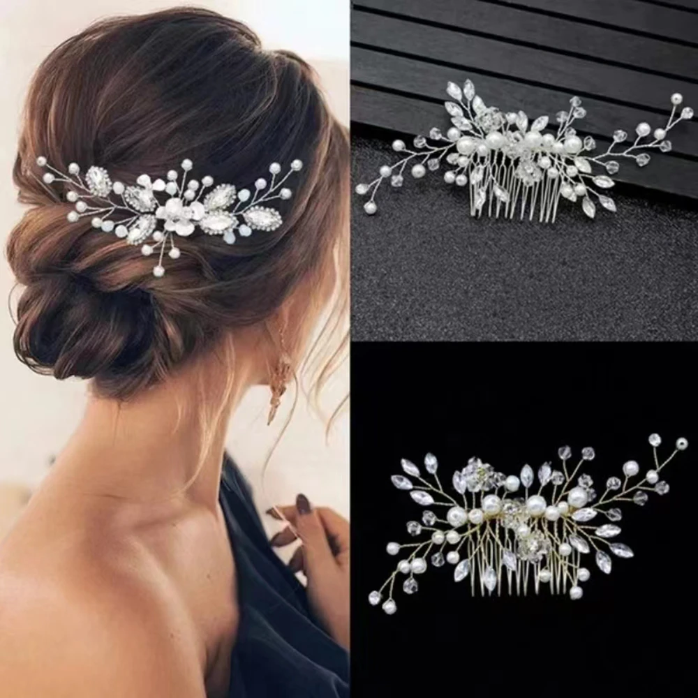 1pc Parel Prachtige Haarkam Haaraccessoire Strass Vrouwen Bruid Romantische Sieraden Veelzijdig Elegant Luxe Hoofddeksels Cadeau