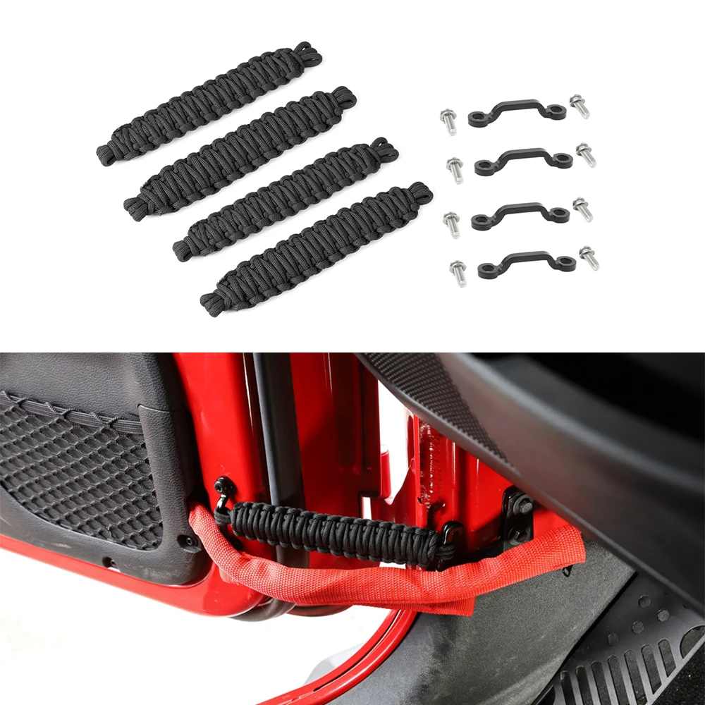 Correa de límite de puerta para Jeep Wrangler JK JKU TJ YJ CJ, accesorio de protección de restricción de cuerda ajustable, PVC, negro y rojo, 1997-2017