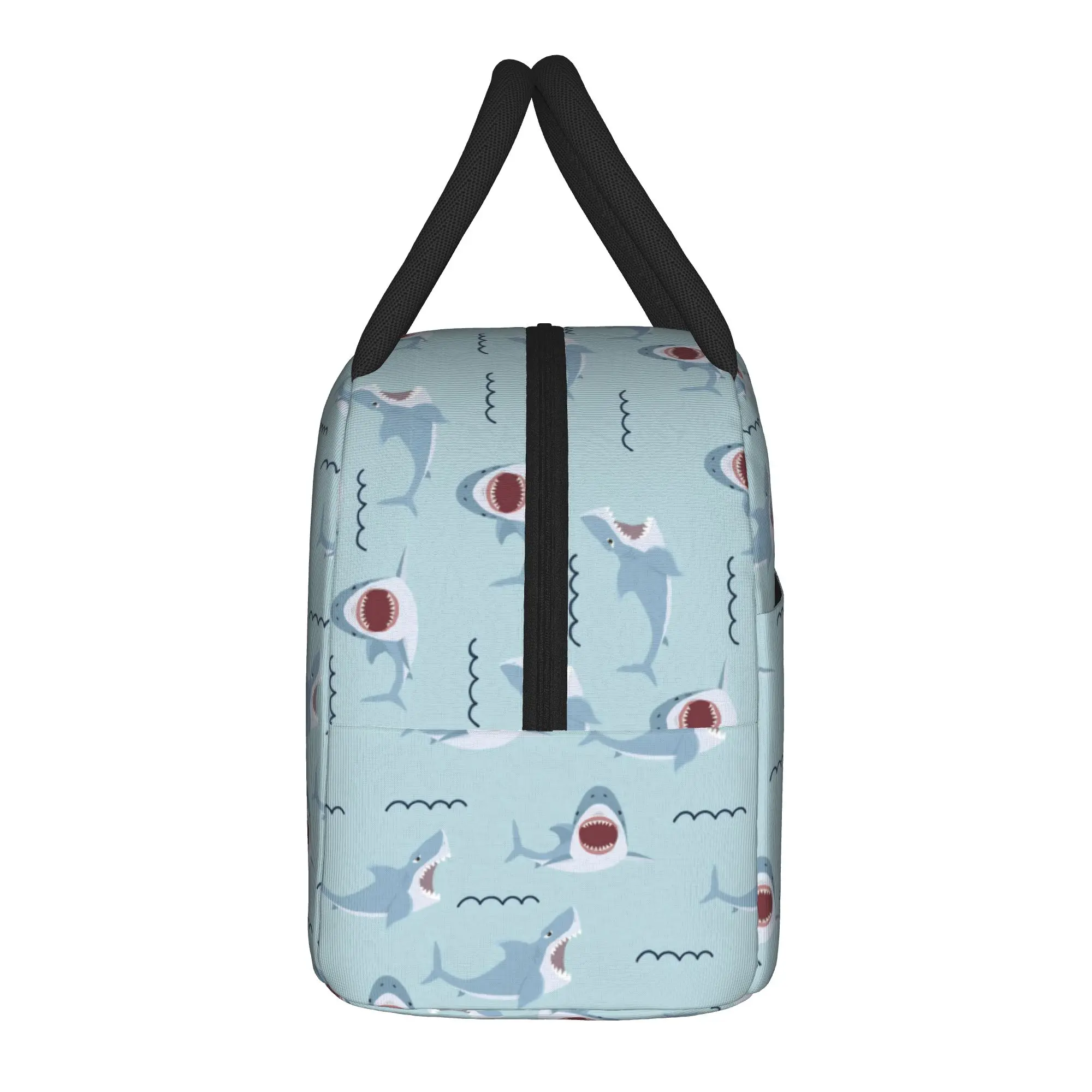 Cute Shark with Mouth Open Insulated Lunch Bag Portable  Meal Container Cooler Bag Tote Lunch Box Work  Picnic Food Handbags