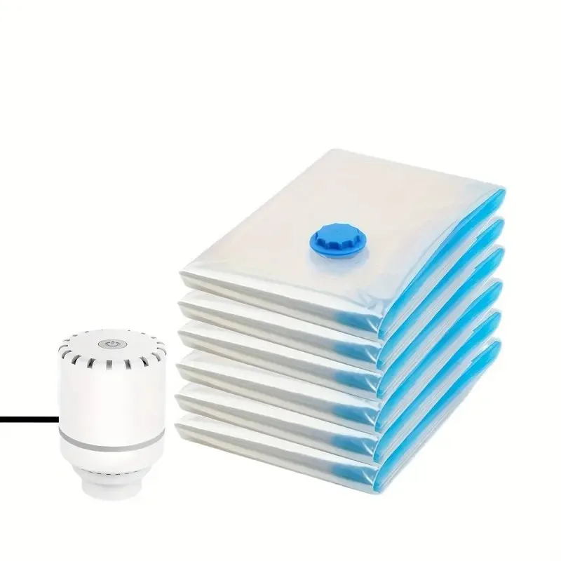 Pompa elettrica per sacchetti di compressione 7/9 PC, pompa per sacchetti sottovuoto da viaggio, mini macchina per sottovuoto, salvaspazio per alimenti, organizer per alimenti