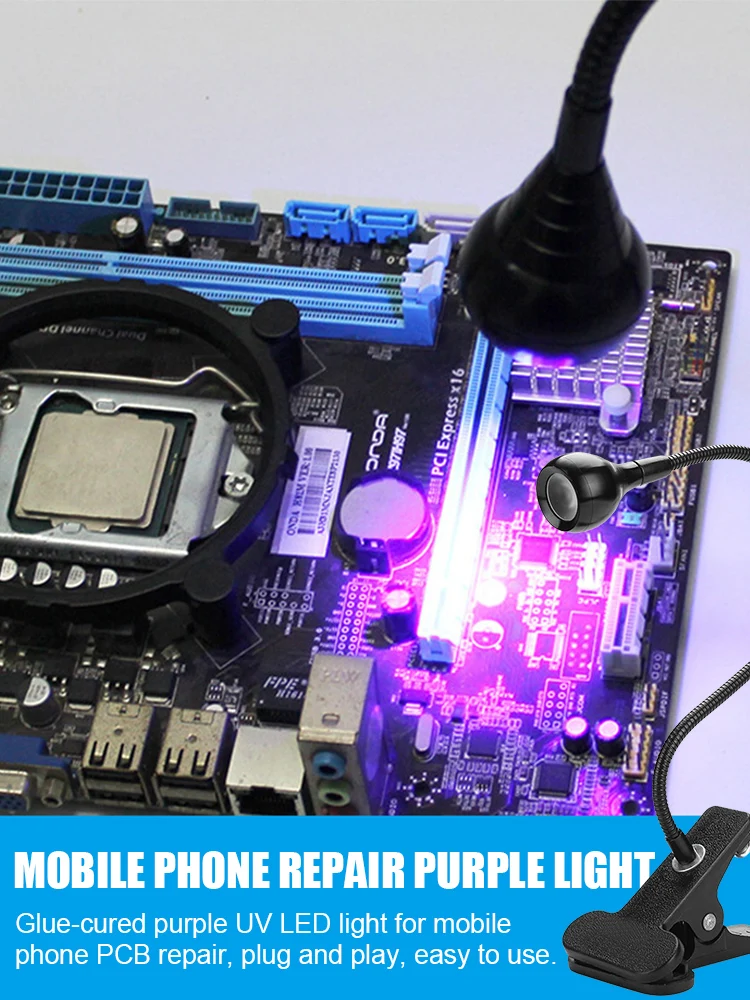 UV Glue Curing Lamp - 3W LED Ultraviolet Purple Light for Repairing Phone