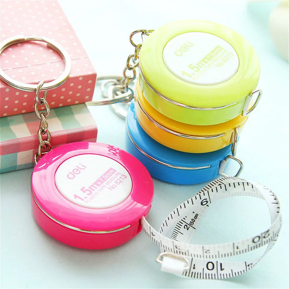 Hot Sale Mini Tape Measure With Key Chain Plastic Portable 1.5m Retractable Ruler Centimeter/Inch Tape Measure