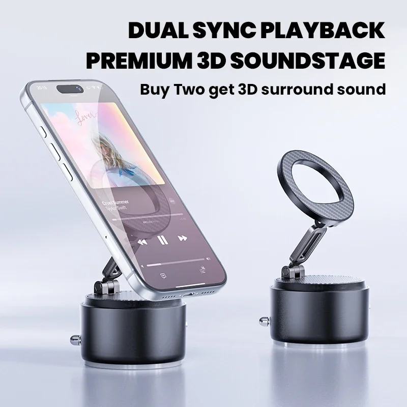 حامل هاتف مغناطيسي مع مكبر صوت بلوتوث 5.3 حامل قابل للتعديل بدون استخدام اليدين ملحقات حامل هاتف مغناطيسي للاستخدام المنزلي للسيارة #3